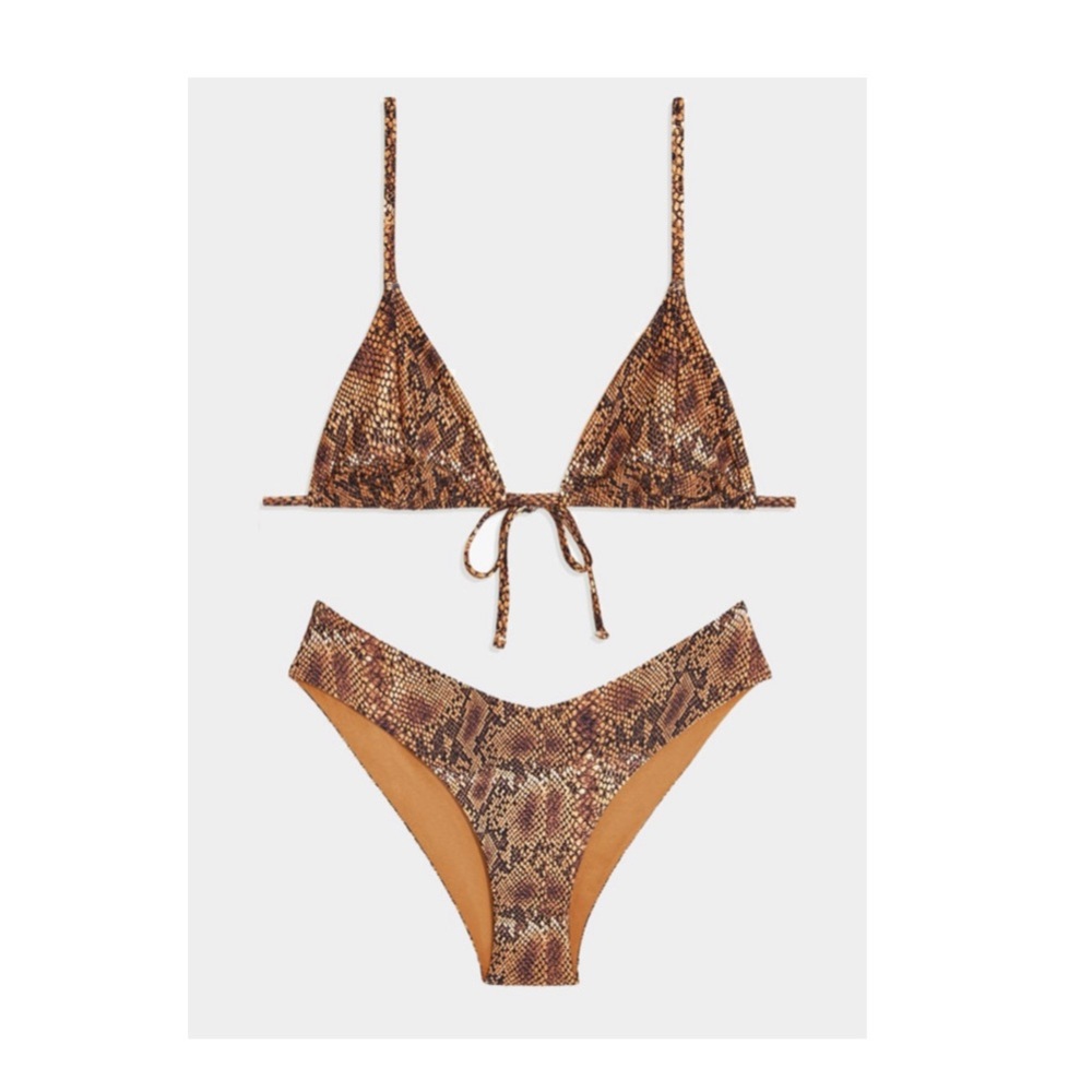 WE WORE WHAT python two piece swim suit